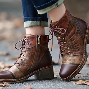 L'Artiste by Spring Step Leather Lace-Up Boots - Fallinluv size 35 / 5 NEW